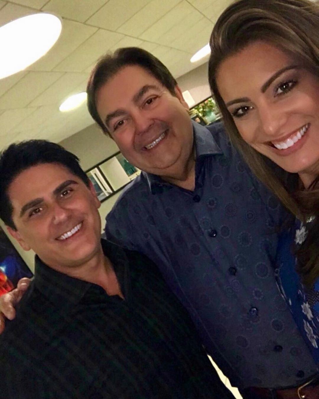César Filho, Faustão e Elaine Mickely (Foto: reprodução/Instagram)