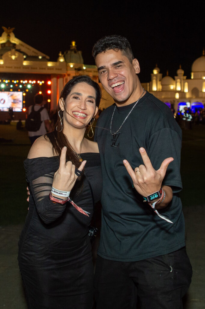 Daniele Hypólito e Fábio Castro posam para foto no Rock in Rio